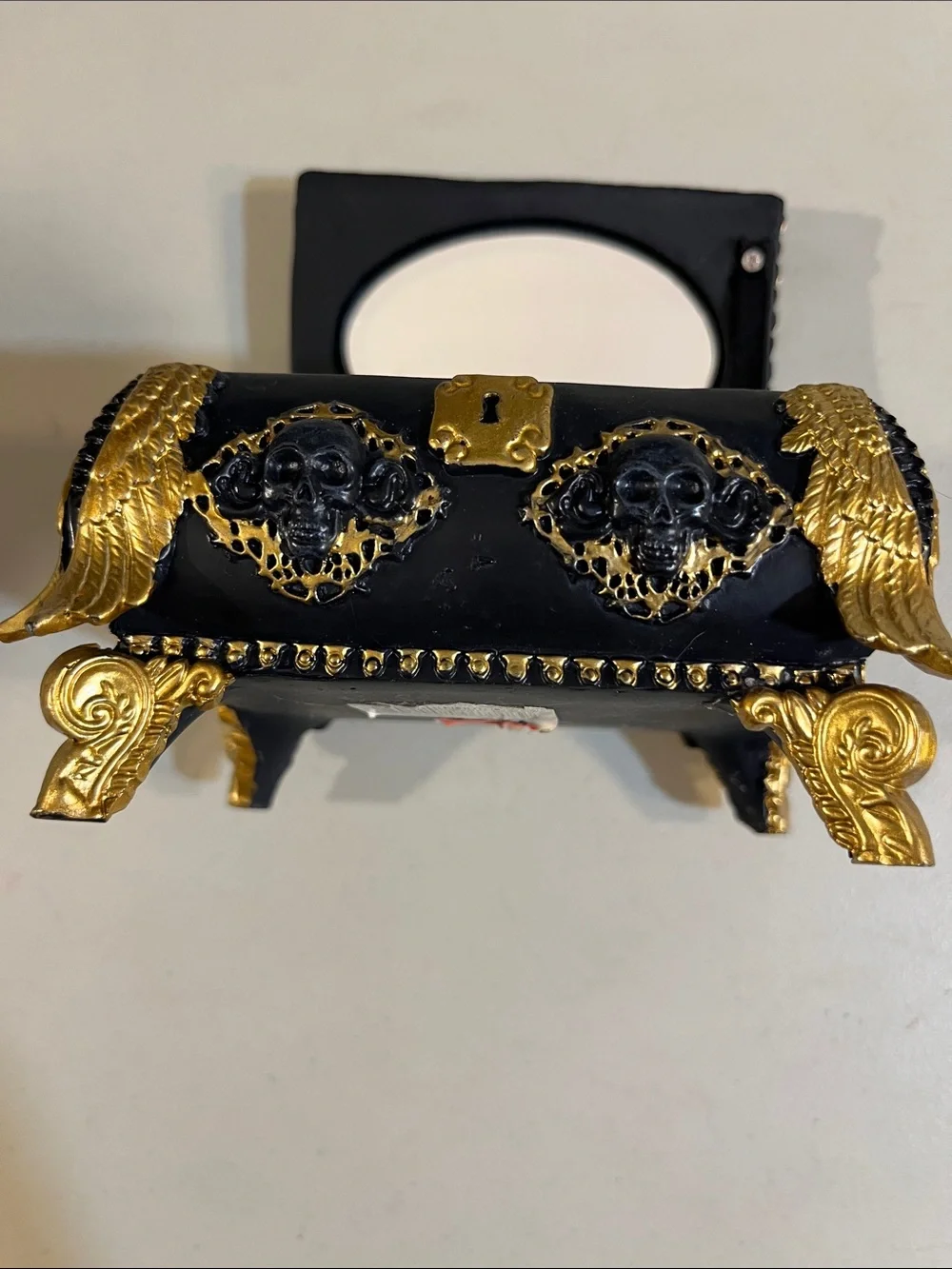 Black and Gold Decorative Skull Jewelry Box - Women Accessories